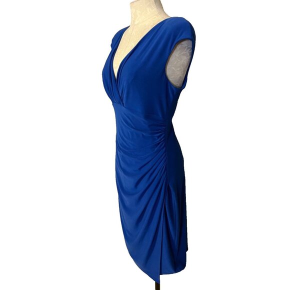 Ralph Lauren Dress 14 Cobalt Blue Stretch Sheath Washable Career Church - Picture 4 of 7